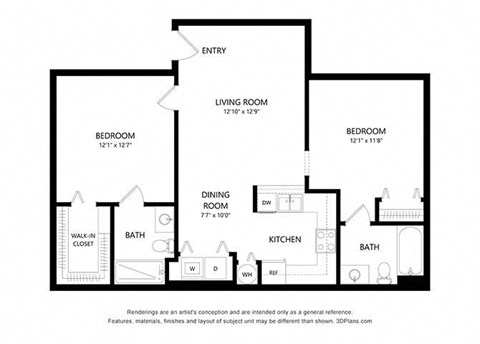 2 Bedroom Floor Plan